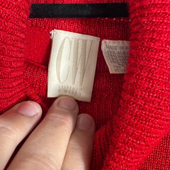 Clifford & Wills Red Metallic Knit Turtleneck Sweater Size L - Picture 2 of 4